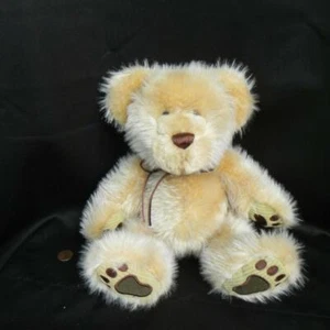 FIRST & MAIN Soft Golden Brown Stuffed TEDDY BEAR Brummelbear #1335 Leather Bow - Picture 1 of 5