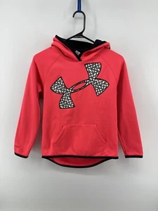 Under Armour Girls Pullover Hoodie Sweatshirt Youth Size Medium Pink Big Logo - Picture 1 of 6