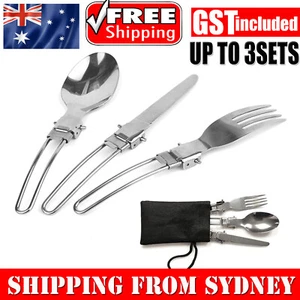 UP 9X Reusable Foldable Knife Spoon Fork Travel Camping Picnic Folding Utensil - Picture 1 of 11