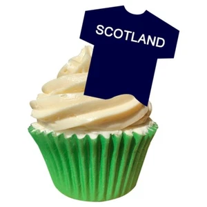 Pack of 12 perfectly cut Edible Wafer Scotland T-Shirt Toppers by CDA Products - Picture 1 of 3