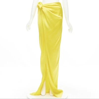 NWT Auth BALENCIAGA Demna 2019 Runway yellow acetate wrap tie maxi skirt FR34 XS - Image 1 of 4