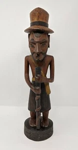 Papua-Neuguinea handgeschnitzte männliche Holzfigur Mid Century Hut Rock Stock massiv - Bild 1 von 12