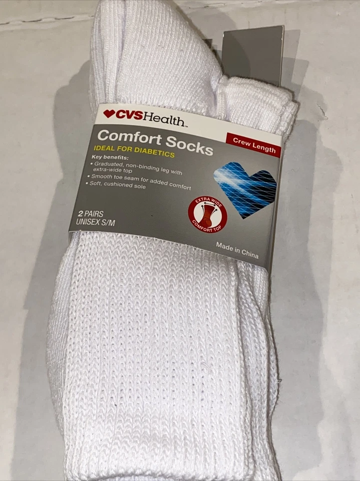 Calcetines Confort 2 Pares - Blanco - Diabético - Unisex S/M ~ CVS Health Crew Longitud  Foto 1 de 4