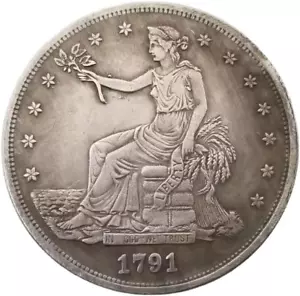 Moneda de dólar comercial 1791 Liberty American Liberty Coin United States of America Co - Imagen 1 de 12