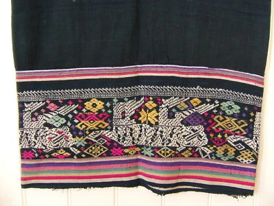 Falda tubo pareo índigo cáñamo vintage bordado LAOS Vang Vieng Foto 1 de 4