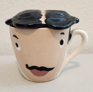 Peluca grande de cerámica vintage California Cleminson taza antropomórfica cenicero tapa MCM - Imagen 1 de 6