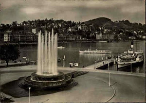 Schiff Motiv-Postkarte Passagierschiffe Hafen von LUZERN Schweiz ungelauf. ~1950 - Picture 1 of 2