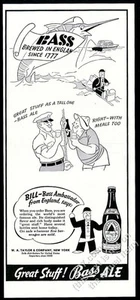1940 Bass Ale Schwertfisch Angeln Cartoon Vintage Print Ad - Bild 1 von 1