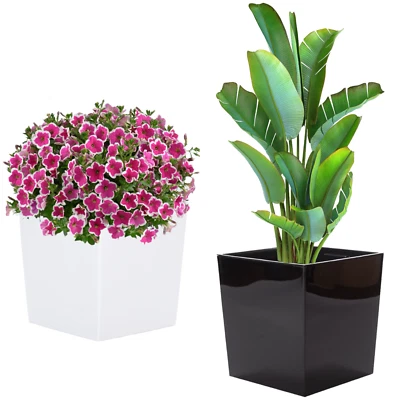 Blumentopf Hochglanz Pflanzgefäß Einsatz Übertopf 3 Farben 4 Größen Blumenkübel - Bild 1 von 4