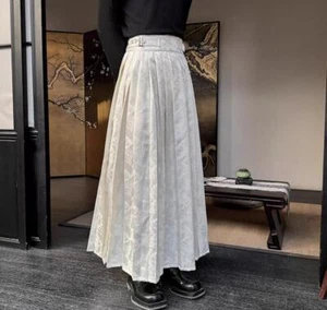 Men's Spring Fashion Punk Gothic Floral Pleated Skirt Chic Casual Bottom Skirt - Picture 1 of 16