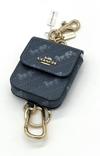 Charm Borsa Coach Tela Blu Cavallo e Carrozza Nuovo con etichette