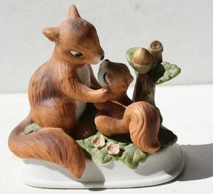 Squirrel Figurine Mommy and Baby Ceramic Hand Painted Brown Cute Figurine -- - Picture 1 of 1