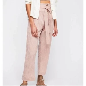 Free People Rumors Harén Cintura Alta Cinturón Corbata Cintura Pantalones Boho Algodón Malva - Imagen 1 de 13