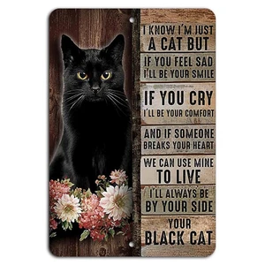 Ihre schwarze Katze: Komfort und Freude auf rustikalem Holzstilschild - Bild 1 von 1