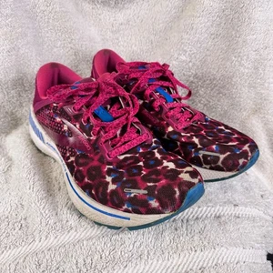 Brooks Adrenaline GTS 22 Running Shoes Womens US 11 Magenta Pink Animal Print - Picture 1 of 11