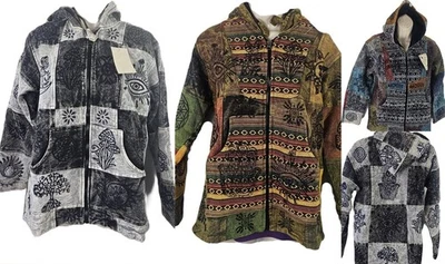 Unisex Hippy Boho Vintage Patchwork Algodón Vellón Forrado Abrigo Chaqueta Top HECHO A MANO Foto 1 de 2