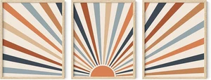 Rahmen Boho Wandbild - Sonnendeko für Schlafzimmer, Mid Century Modern Minimalistische Kunst, - Bild 1 von 8