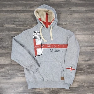 Milan Italy hoodie Mens Medium Gray Milano Pullover Long Sleeve Embroidered Logo - Picture 1 of 11