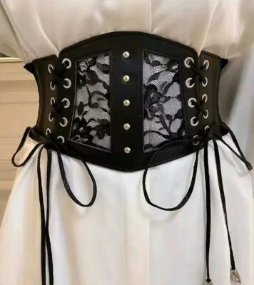 Corset Boho Gypsy Renn Faire Festival Cosplay Black Lace - Image 1 of 4