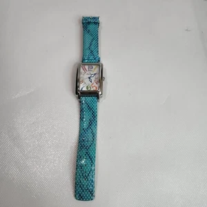 Lucien Piccard Chronograph Rectangle Turquoise Leather Band Quartz Watch - Picture 1 of 10