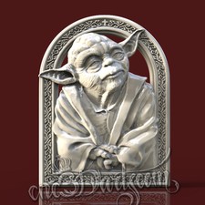 3D Model STL for CNC Router Artcam Aspire Yoda Jedi Panel Starwars Cut3D Vcarve