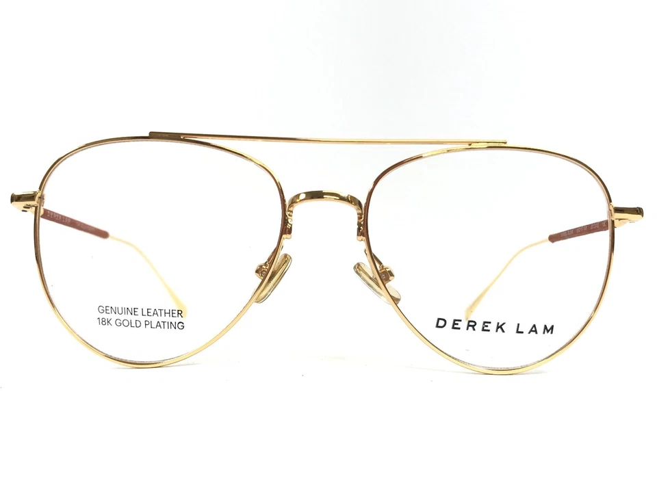 Marcos de gafas Derek Lam DL290 GDORG chapado en oro de 18 quilates cuero naranja 53-17-140 Foto 1 de 4
