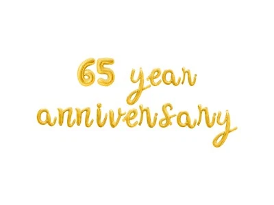 65 ANIVERSARIO Estandarte Globo Letra Cursiva - 65 Aniversario Decoraciones Fiesta Foto 1 de 4