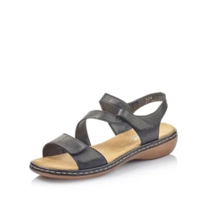 Rieker 659C7-00 Ladies Black Leather Antistress Comfort Sandals Size Uk 8 Eu 42 - Picture 1 of 7