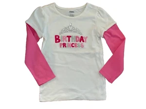 Gymboree Size 8 Cotton Top White Pink Birthday Princess Tiara Double Sleeve NWT - Picture 1 of 15
