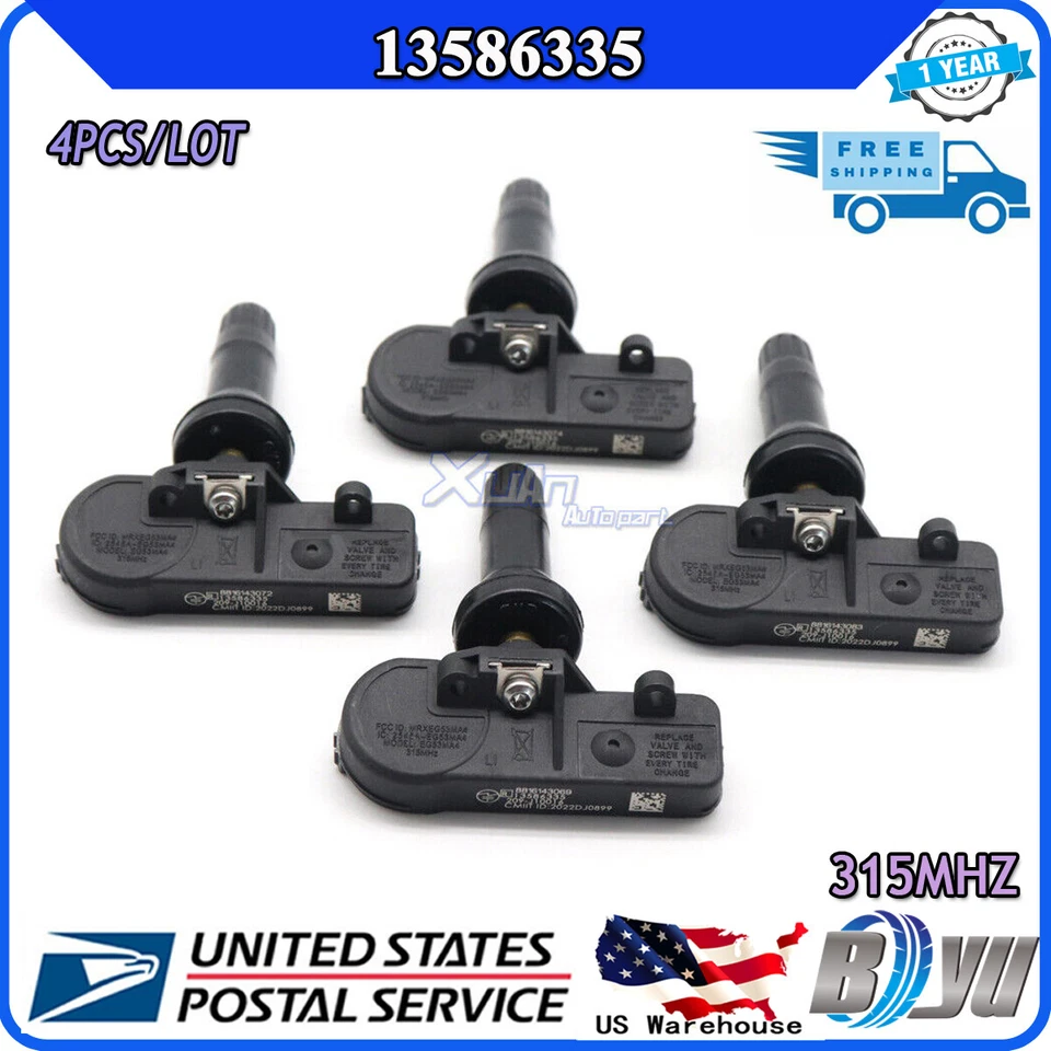 For GM TPMS Tire Pressure Monitoring Sensor 315MHz Chevy GMC Buick Set 4pcs USA - Image 1 of 4