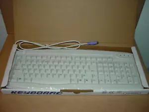 NEW IN BOX PS-2 KEYBOARD GENERIC WHITE COLOR SLIM DESIGN - Picture 1 of 2