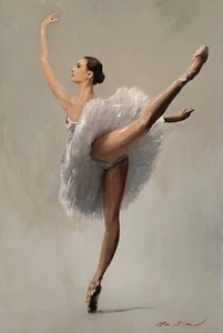 WILLIAM OXER ORIGINAL "The Finale" Swan Lake ballerina Ballet dance Oil PAINTING - Picture 1 of 1