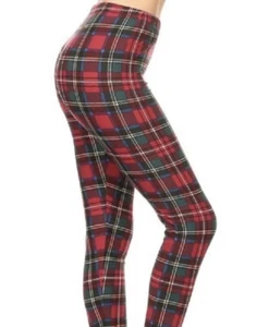 Buttery Soft Red Plaid Leggings 0-10 (Up To 14 depending on body type) - Picture 1 of 3
