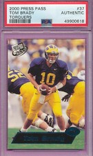 TORQUERS PSA AUTHENTIC TOM BRADY ROOKIE 2000 PRESS PASS #37 NFL GOAT TB12 *TPHLC