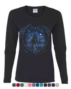 Wolf Pack Women's Long Sleeve Tee Spirit Animal Claws and Fangs Wild Animals - Picture 1 of 3