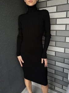 Wolford Midikleid Wolle Baumwolle gerippt schwarz Größe M - Bild 1 von 15