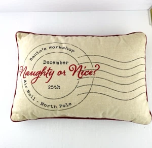 Freches schönes Weihnachtsmannwerkstatt Luftpost Nordpol rotes Rückenkissen 17 Zoll x 12 Zoll - Bild 1 von 5