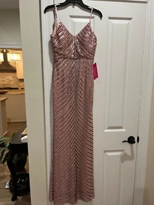 Formal Prom Dress evening gown Mauve Rose Sequin Elegant - Picture 1 of 9