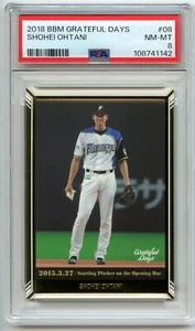 PSA 8 NM-MT SHOHEI OHTANI 2018 BBM Grateful Days #08 Starting Pitcher on Opening - Picture 1 of 2