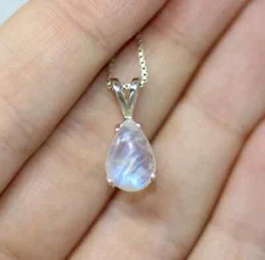 Lovely Rainbow Moonstone Gemstone 925 Sterling Silver Handmade Pendant AC-216 - Picture 1 of 11