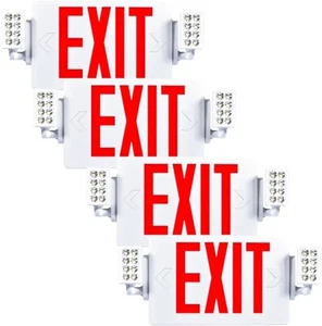 4 Pack LED Exit Sign Emergency Light–Hi Output RED Compact Combo UL 924 Listed - Picture 1 of 17
