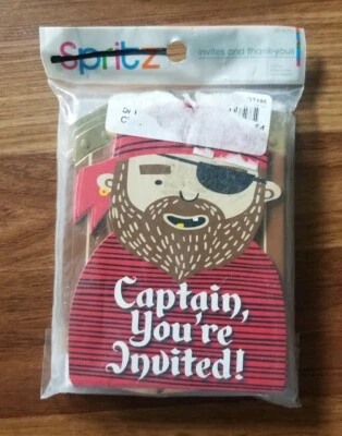Pirate Party Captain 8 Invitations Thank You Cards Envelope Spritz Target - Image 1 of 3