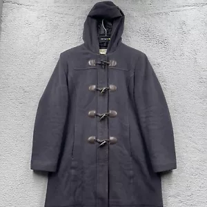 LL Bean Bellandi Wool Hooded Toggle Duffle Coat Jacket Made Italy Womens 12 Reg - Picture 1 of 12