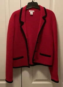 Suéter Talbots Lana 4 Botones Rojo con Borde Negro Talla S Hong Kong Usado en Excelente Condición - Imagen 1 de 4