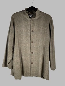 Eskandar Sz 1 , Beautiful GREEN/ Tweed, Linen, Shirt Jacket Tunic Lux - Picture 1 of 8