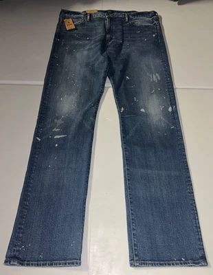 NWT's Polo Ralph Lauren Hampton Relaxed Straight Splatter Jeans 40 X 36 Tall - Image 1 of 4