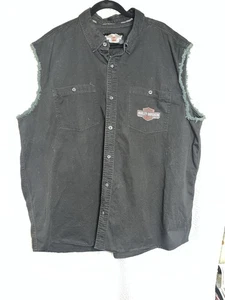 Harley-Davidson Genuine Motor Oil Black Sleeveless Shirt 3XL Biker Cutoff USA - Picture 1 of 7