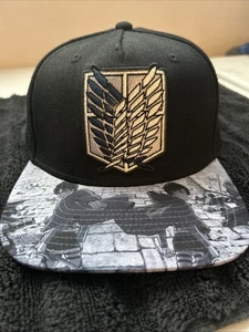 Attack on Titan Manga Black Snapback Adjustable Hat Anime - Picture 1 of 5