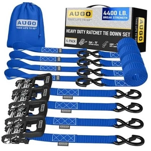Heavy Duty Ratchet Straps & Soft Loops – Pack of 4 Extra Strong 1.5” by 15’ - Picture 1 of 7