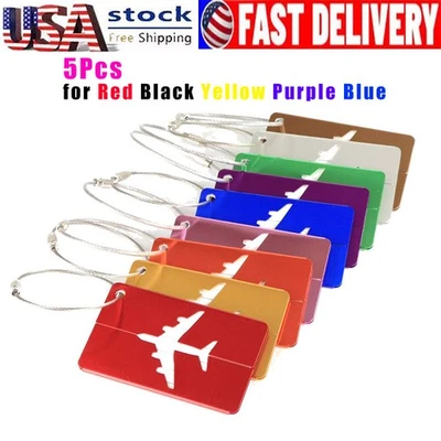 5 Pcs Plane-Shaped Aluminum Luggage Tags, Metal Baggage Check-In Tags​ - Image 1 of 4
